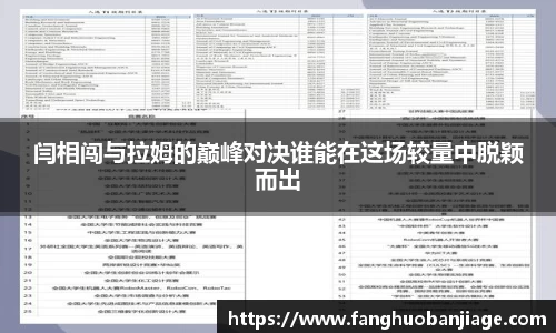 闫相闯与拉姆的巅峰对决谁能在这场较量中脱颖而出